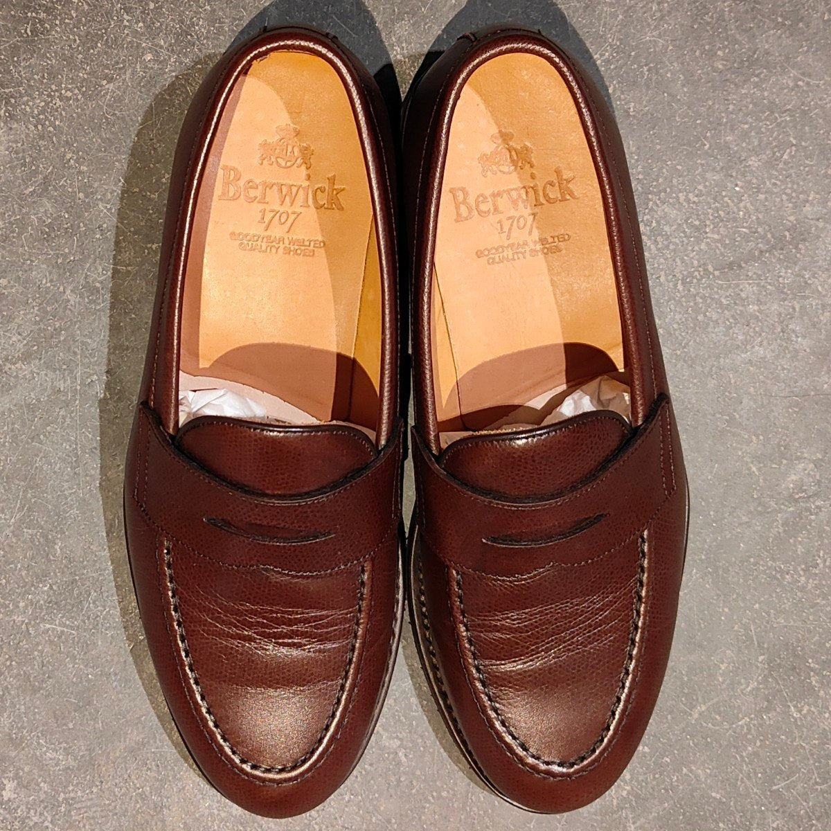 使用数回【Berwick】バーウィック 5260 ローファー グレインレザー ブラウン サイズUK5