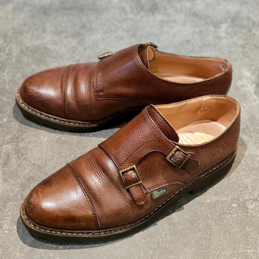 【PARABOOT】パラブーツ ウィリアム ダブルモンク グレインレザー ブラウンサイズUK9