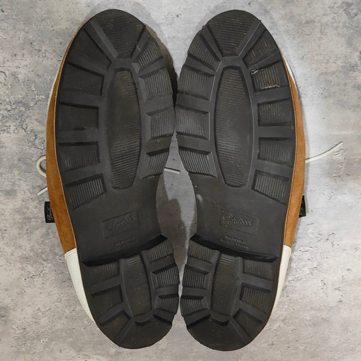 希少 使用数回【PARABOOT】パラブーツ ミカエル 丸の内店リミテッドモデル チロリアンシューズ グレインレザー×スエードコンビ ブラウン×ホワイト サイズ42