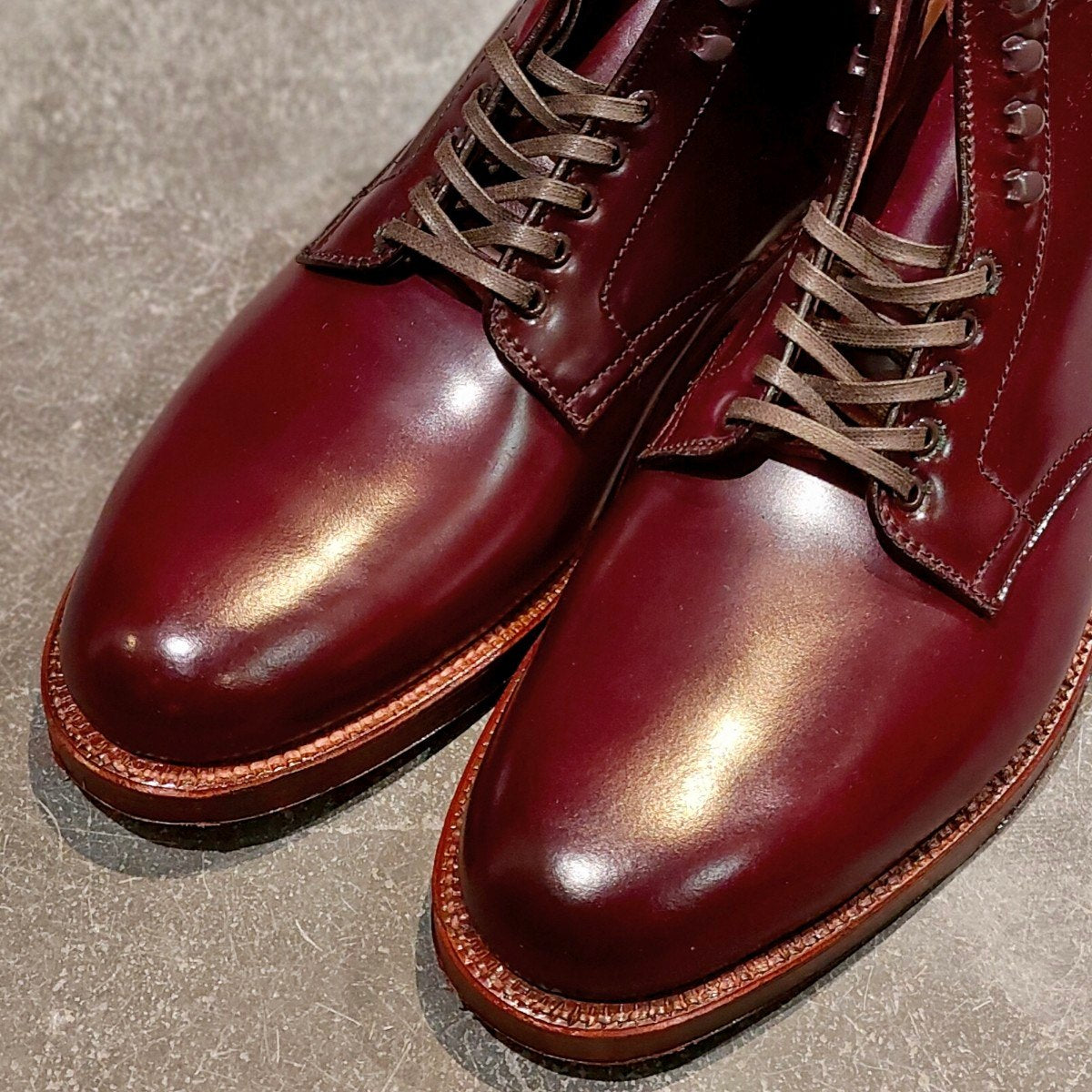 未使用【ALDEN】オールデン レザーソウル別注 45298H プレーントゥブーツ コードバン ダークバーガンディ サイズ US8.5D バリーラスト