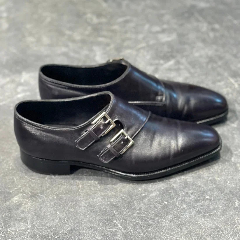 美品【John Lobb】ジョンロブ ダブルモンク チャペル ミュージアムカーフ ブラック サイズ6E 8000ラスト 参考定価￥344,300-