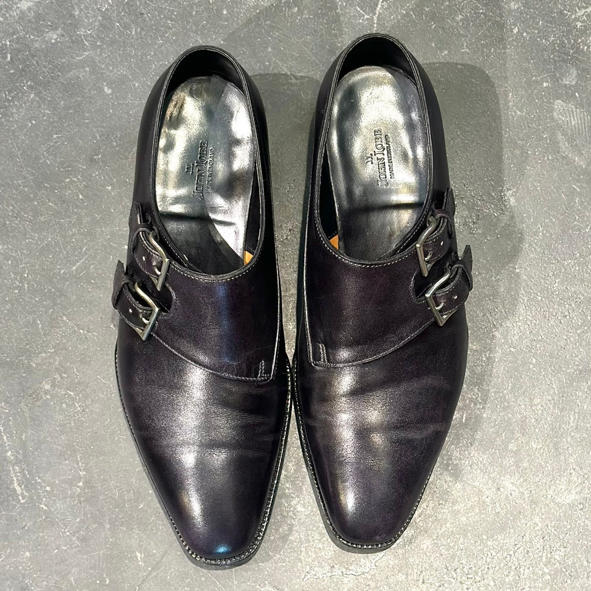 美品【John Lobb】ジョンロブ ダブルモンク チャペル ミュージアムカーフ ブラック サイズ6E 8000ラスト