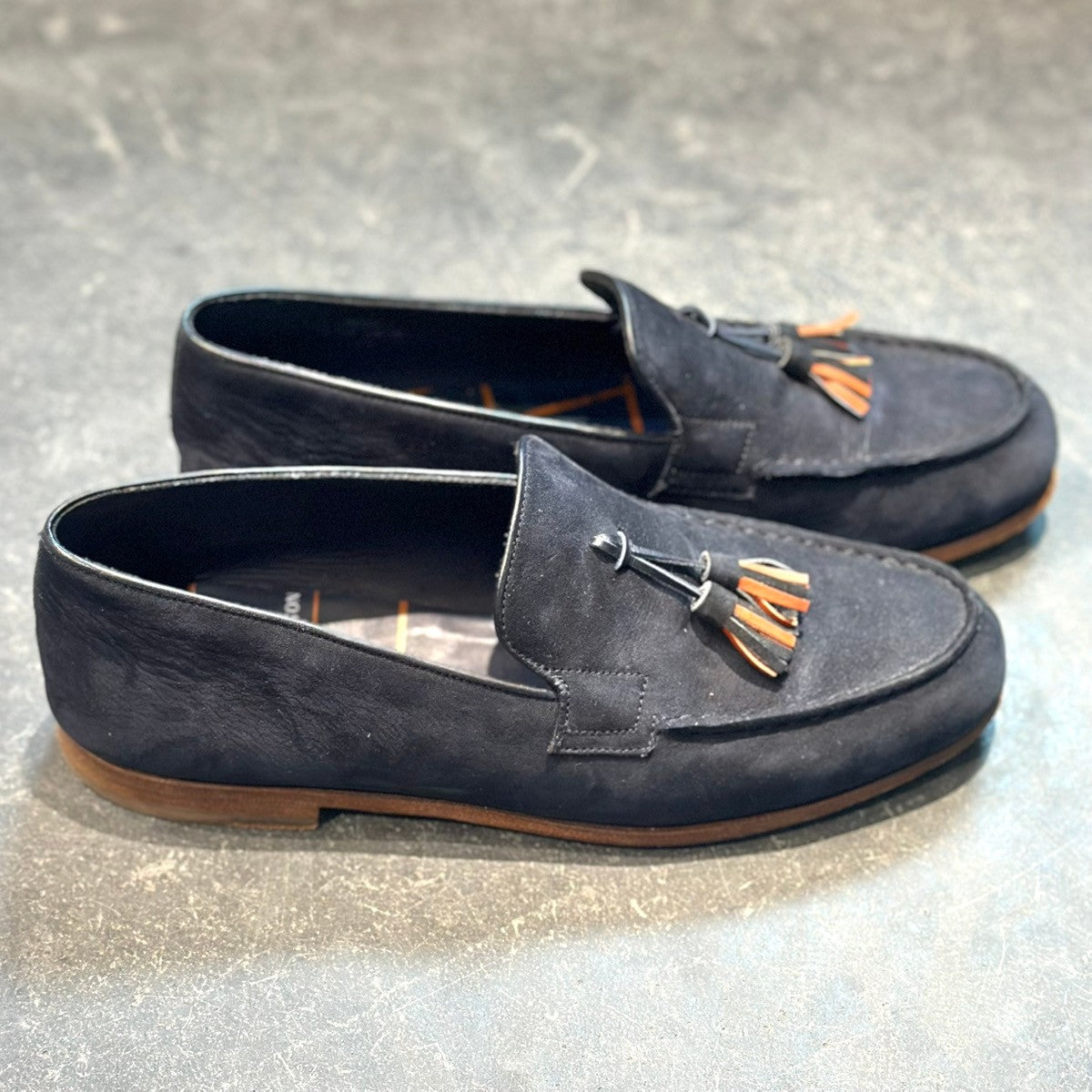 美品 【J.M.WESTON】ジェイエムウエストン タッセルローファー 286 ル・モック パンピーユ  ネイビー スエード サイズUK5.5D