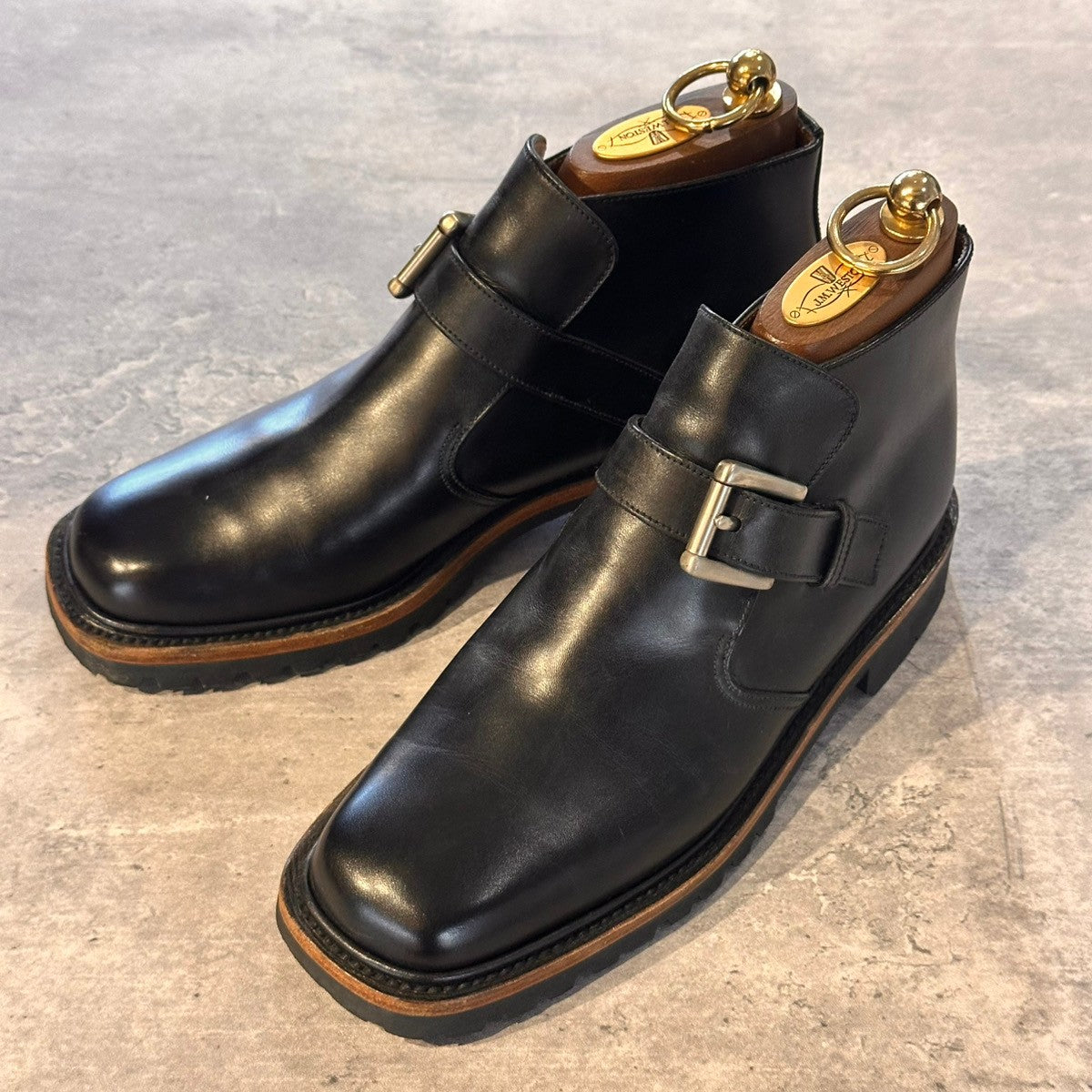 【J.M.WESTON】ジェイエムウエストン 029 シングルモンク ショートブーツ カーフ ブラック サイズ4D
