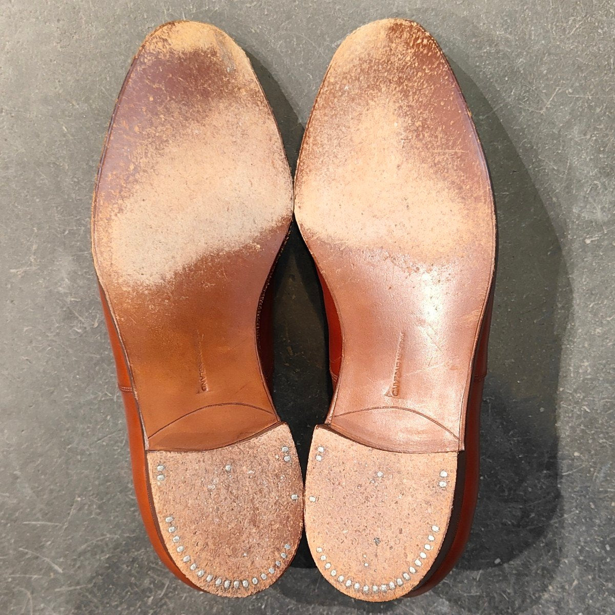 希少 美品 【EDWARD GREEN】エドワードグリーン MADEBYロゴ旧工場製 バークレー パンチドキャップトゥ カーフ チェスナット サイズ UK7.5E 88ラスト 参考定価￥245,300-