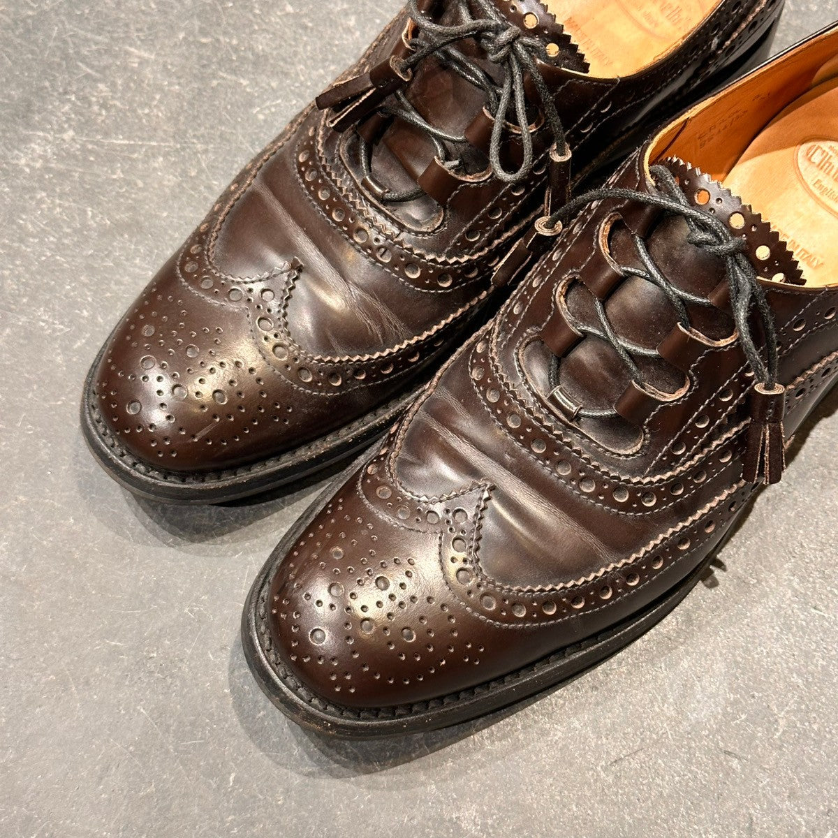 極美品【church's】チャーチ キャロル ウィングチップ ポリッシュドバインダーカーフ ブラウン サイズ 37