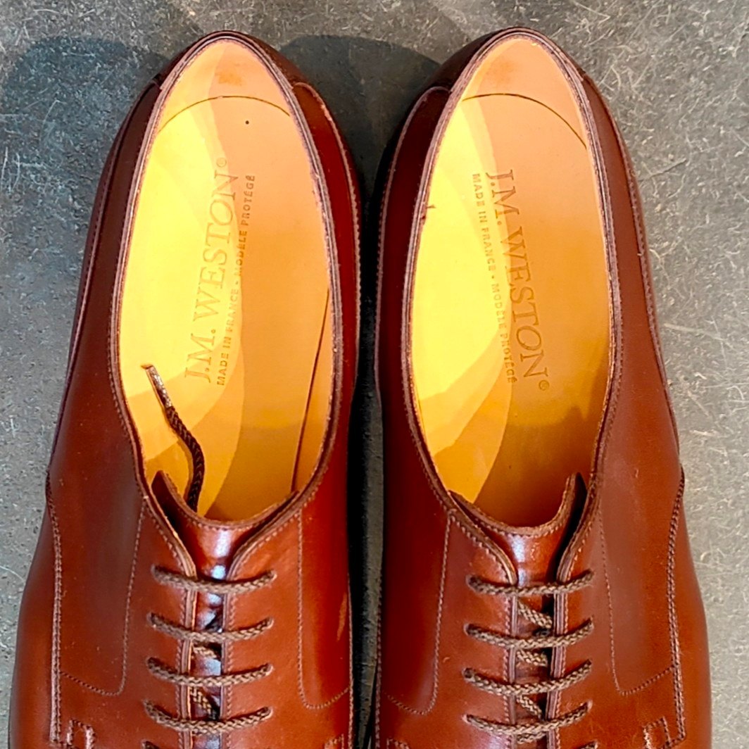 希少 新品未使用 【J.M.WESTON】ジェイエムウエストン 641 ゴルフ Uチップ ボックスカーフ レッドエトラスコ サイズ UK9C 31ラスト 参考定価￥176,000-