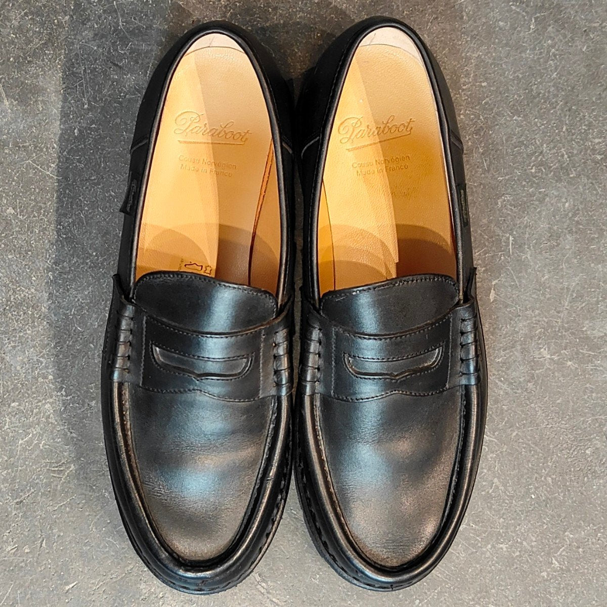 使用数回【Paraboot】パラブーツ ランス コインローファー リスレザー ブラック サイズUK8 定価￥94,600-