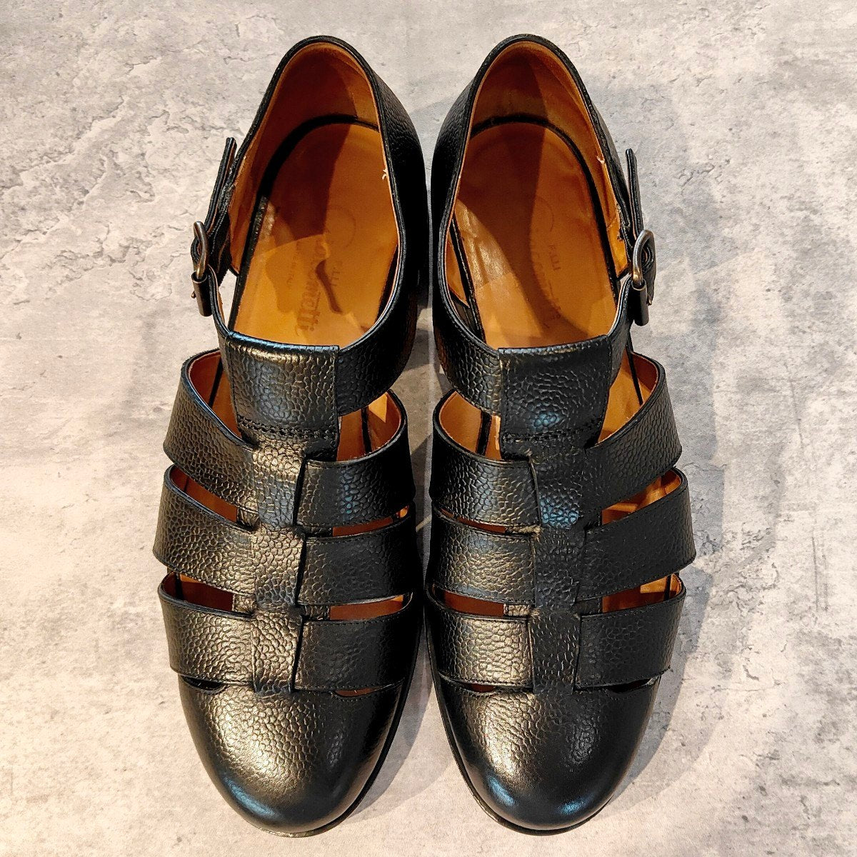 極美品【F.lli Giacometti】フラテッリ ジャコメッティ FG166 グルカサンダル グレインレザー ブラック サイズ40.5 ラスト 参考定価￥100,100-