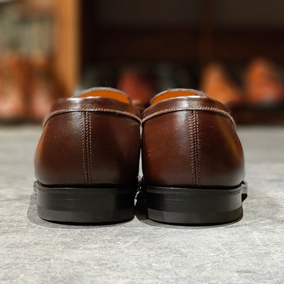 使用数回 【J.M.WESTON】ジェイエムウエストン 180 シグニチャーローファー ボックスカーフ チョコレート サイズ UK6.5D 41ラスト 参考定価￥156,200-