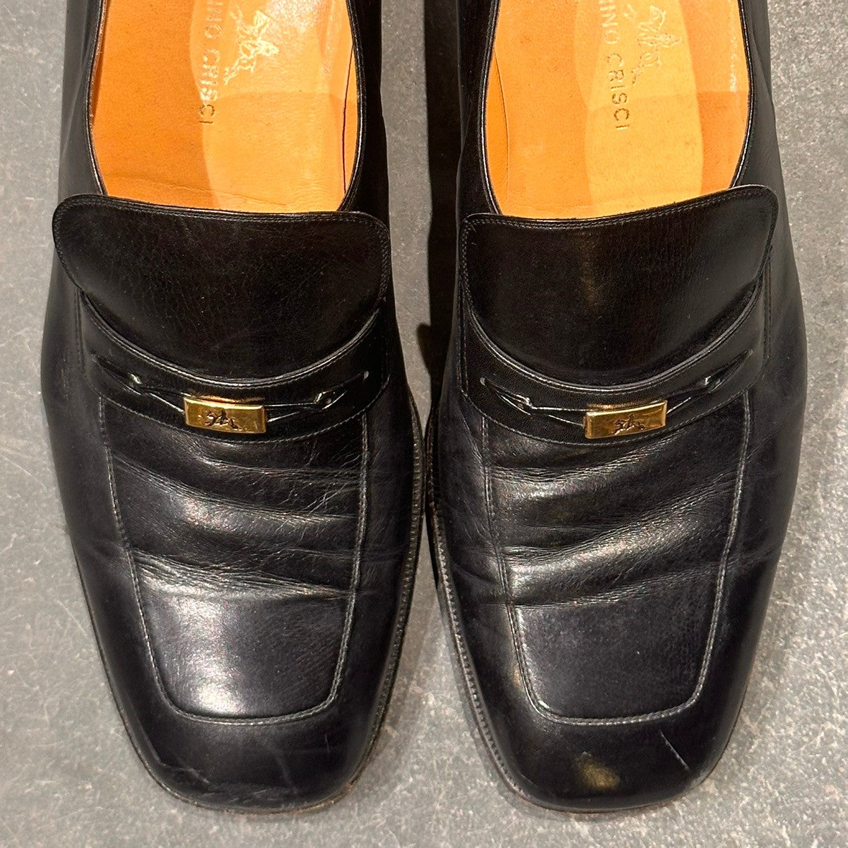 【TANINO CRISCI】タニノクリスチー 106983 スクエアトゥ ローファ― ブラック サイズUK7.5