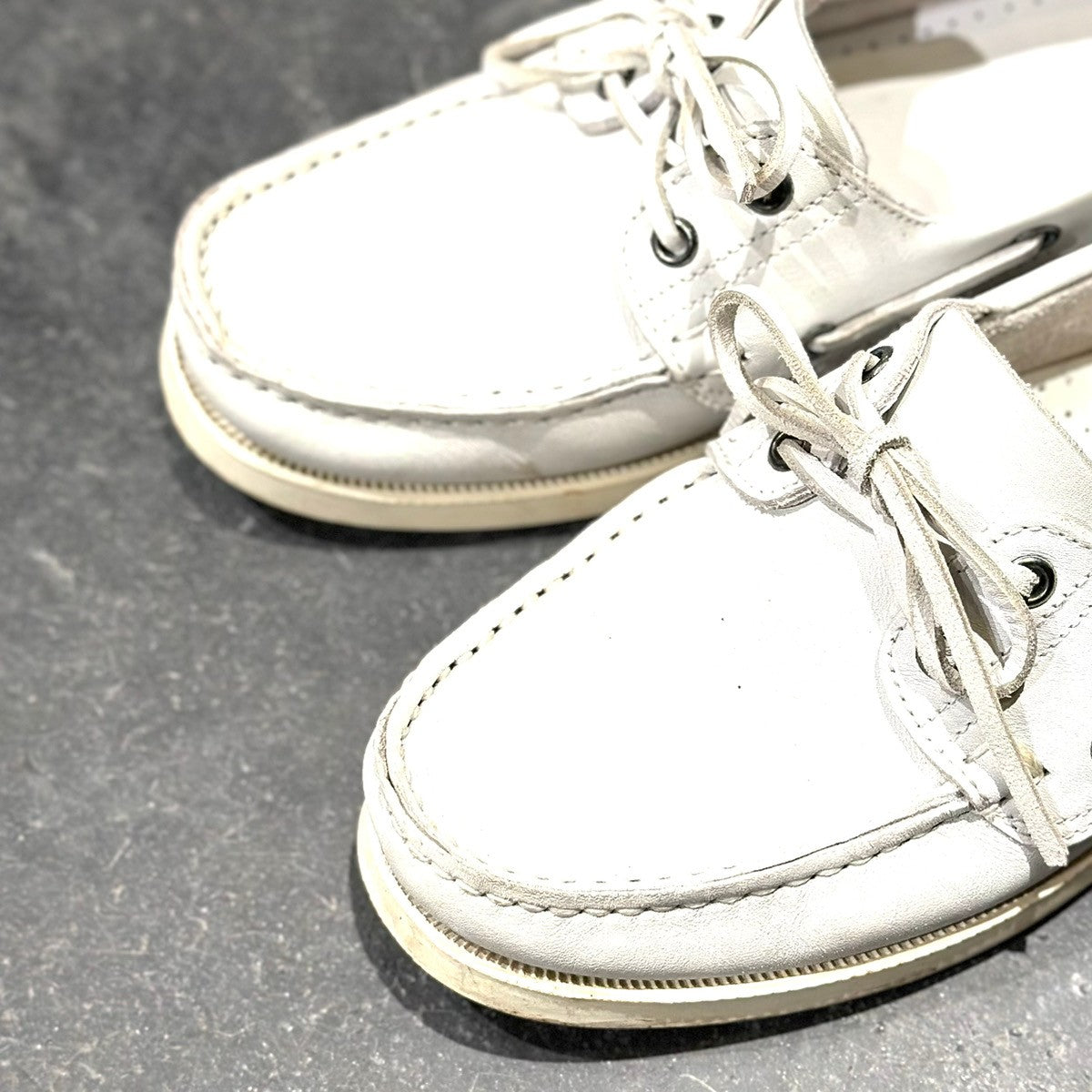美品【PARABOOT】パラブーツ バース デッキシューズ カーフ ホワイト サイズ5.5