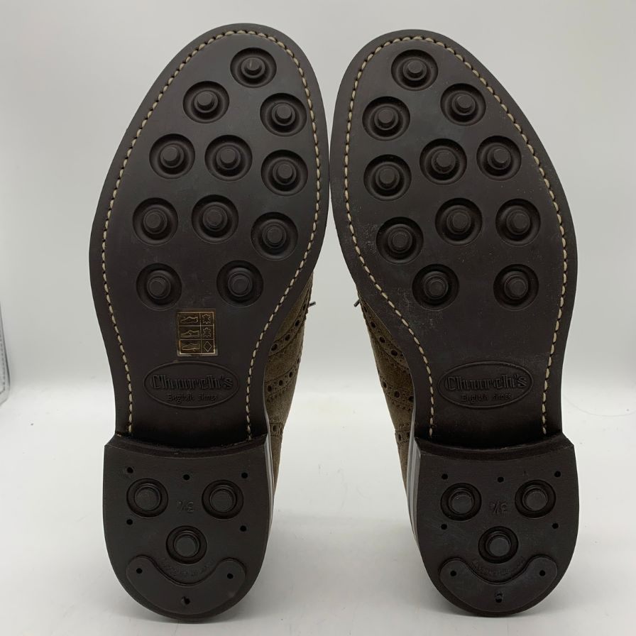 【Church】チャーチ アマシャム ウィングチップ スエード ベージュ メンズ サイズUK6.5F