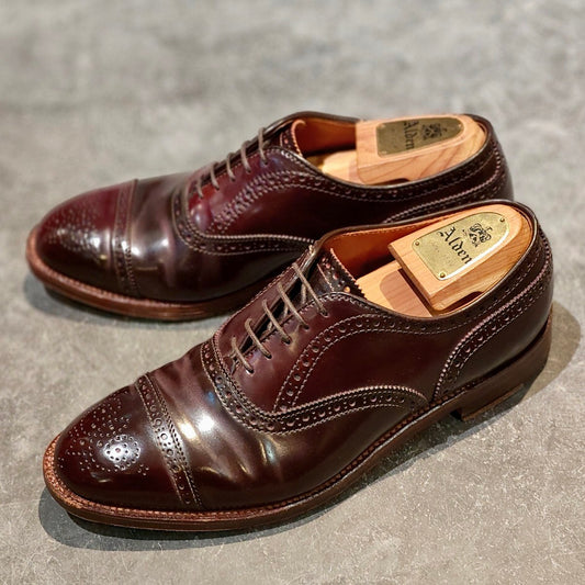 希少 極美品【ALDEN】オールデン ブローグ別注  D7302 セミブローグ コードバン ダークバーガンディ サイズ US8.5D ハンプトンラスト