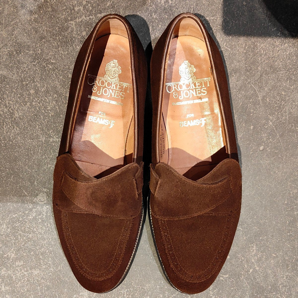 【CROCKETT&JONES】クロケット＆ジョーンズ ビームスF別注 ブリムストーン バタフライ ローファー スエード ブラウン サイズUK5.5E 302ラスト