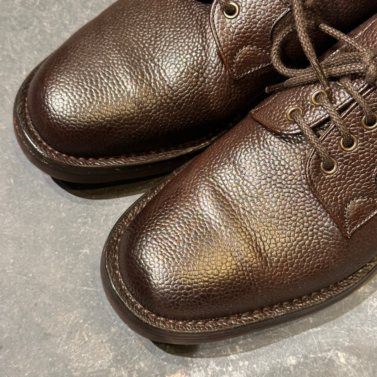 【JOSEPH CHEANEY】ジョセフチーニー マルバーンC プレーントゥ グレインレザー ダークブラウン サイズUK7