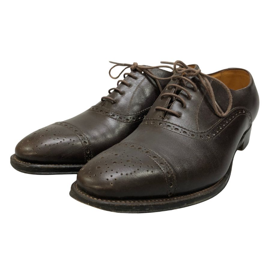 【BARNEYS NEWYORK】バーニーズ ニューヨーク レザーシューズ カーフ レザー ウィングチップ 内羽根 ブラウン メンズ サイズ7 MADISON