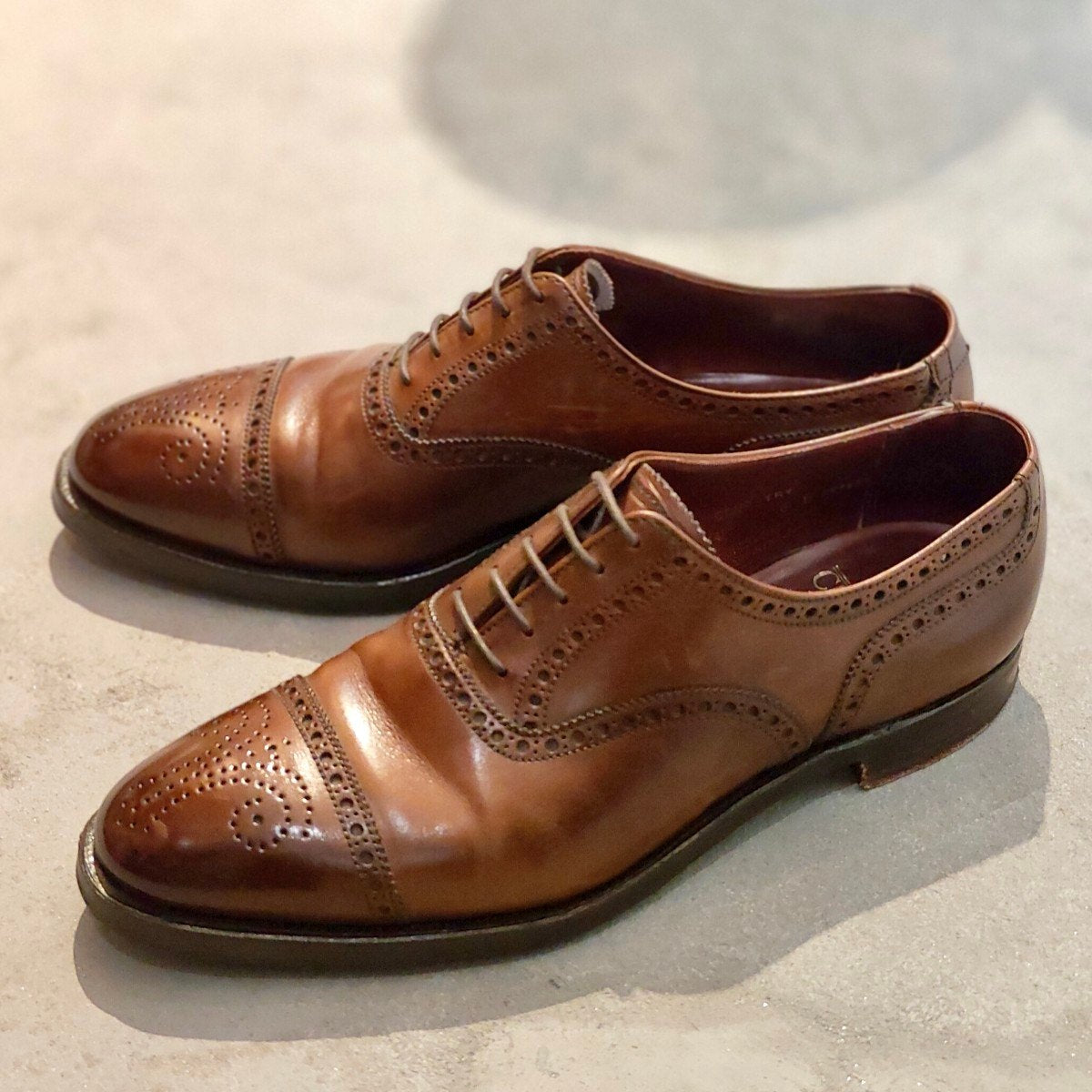 美品【CROCKETT&JONES】クロケット&ジョーンズ コベントリー セミブローグ バーニッシュカーフ ブラウン サイズUk6E 341ラスト