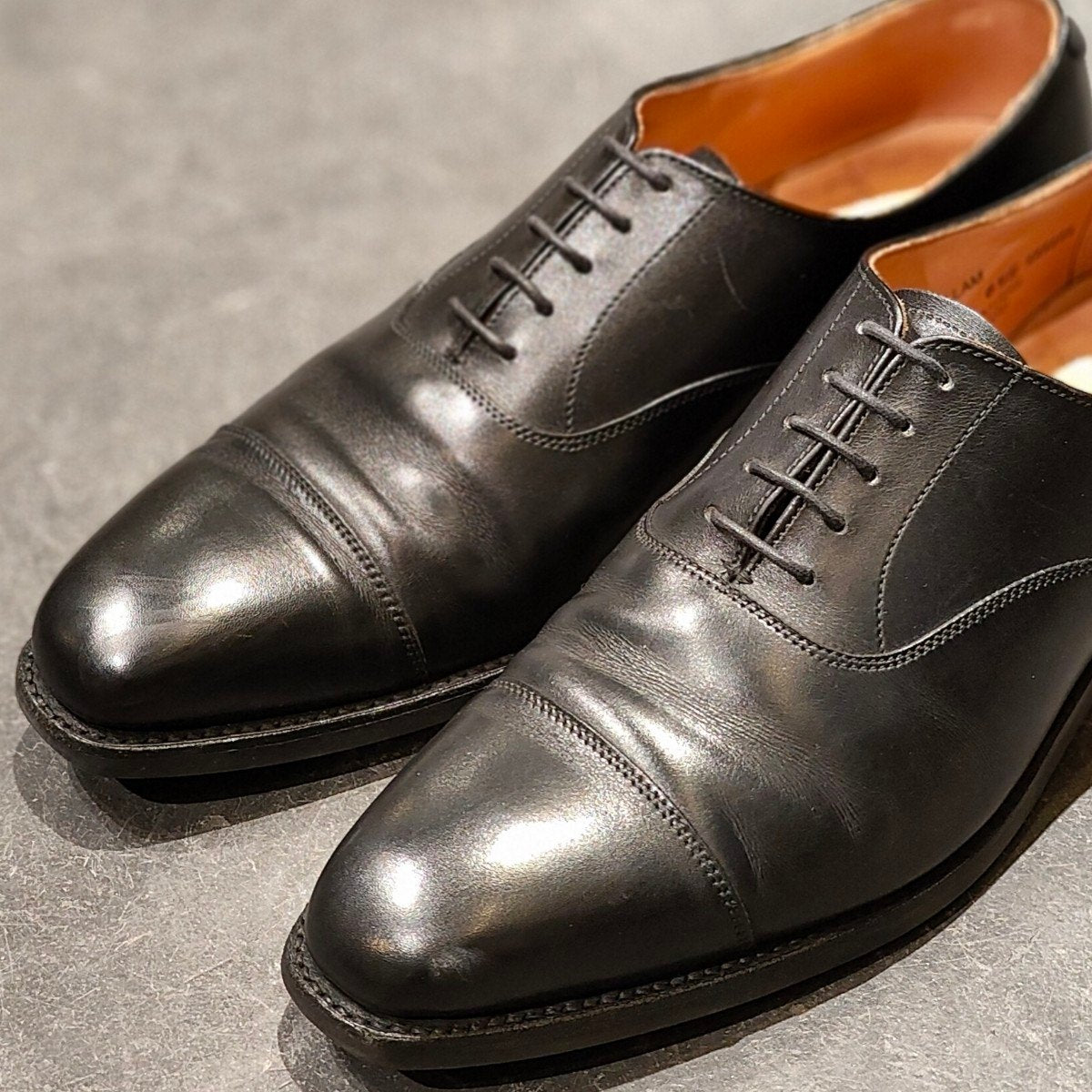 極美品 【CROCKETT & JONES】クロケット&ジョーンズ ハラム ストレートチップ カーフ ブラック サイズUK6.5E 348ラスト