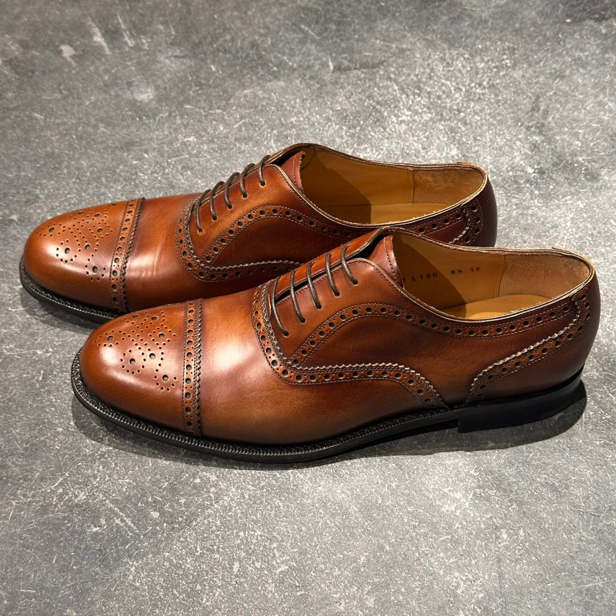 未使用品【Salvatore Ferragamo】サルヴァトーレ フェラガモ 3190 セミブローグ カーフ ブラウン サイズUK8.5D