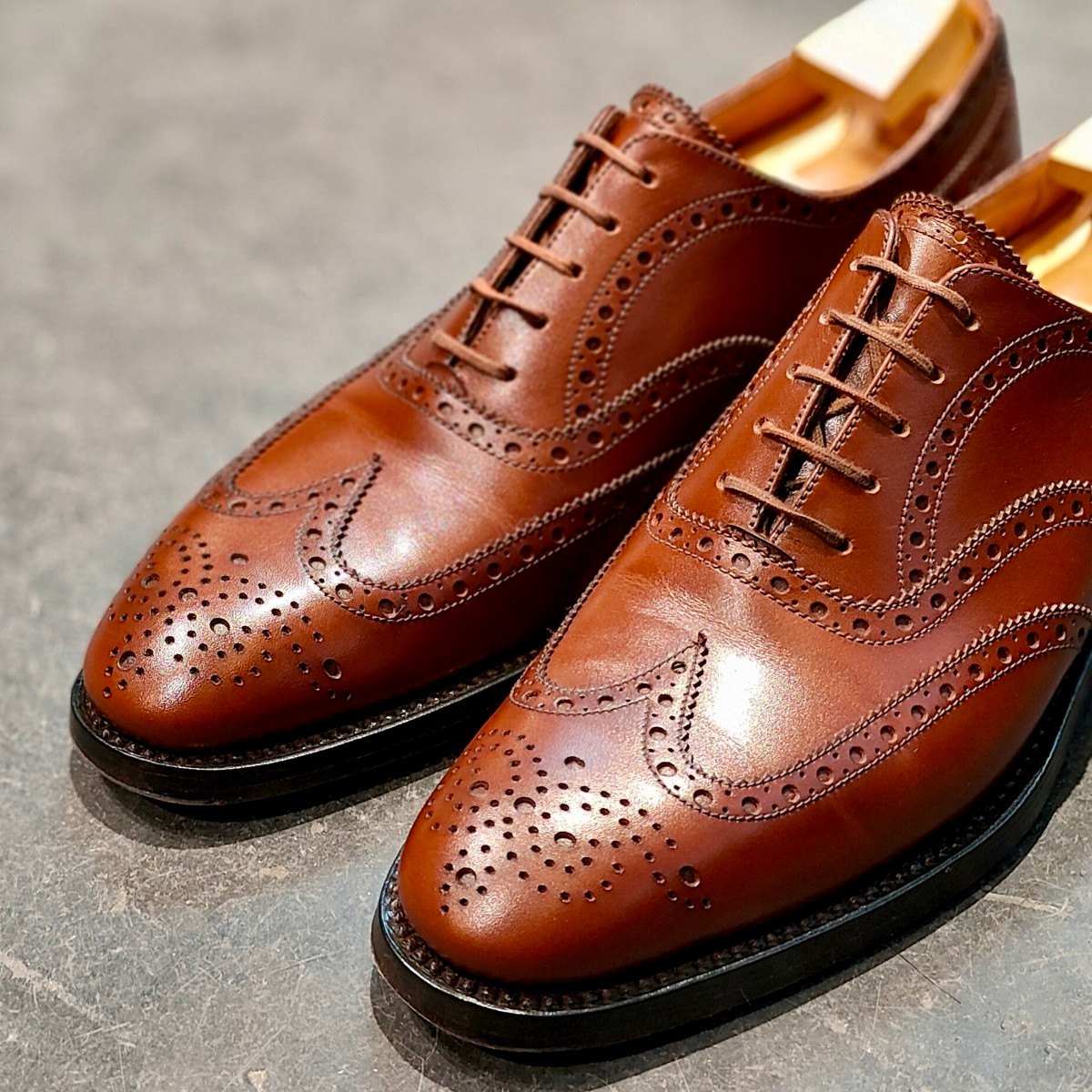 希少 極美品【J.M.WESTON】ジェイエムウエストン ISETAN別注 376 フルブローグ カーフ タンブラウン サイズ UK6C 11ラスト