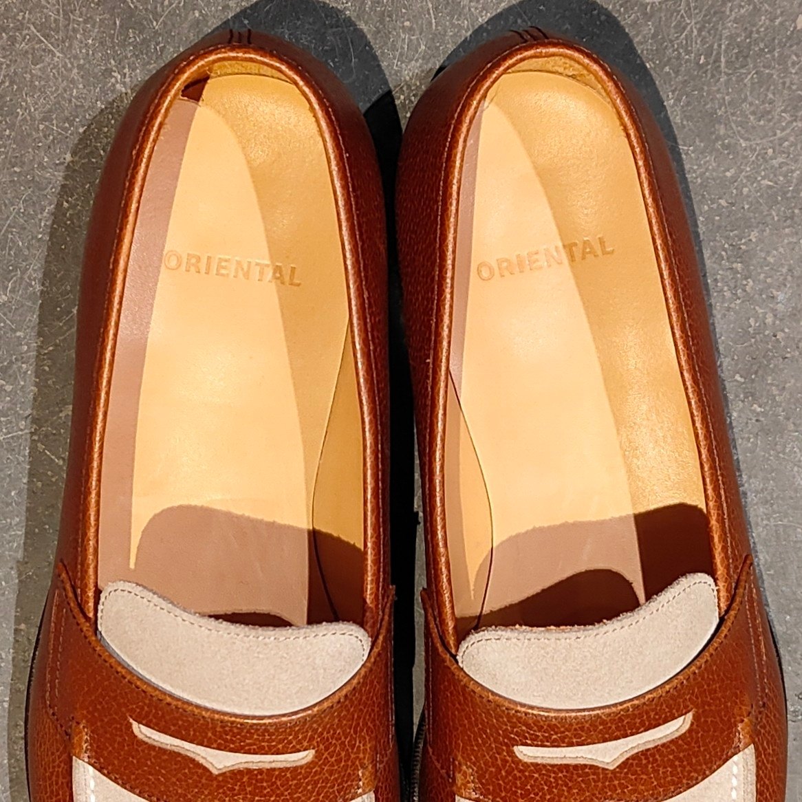 使用数回【ORIENTAL】オリエンタル 500 ALBERS NST レインレザースエードコンビ ブラウングレー サイズ US6.5
