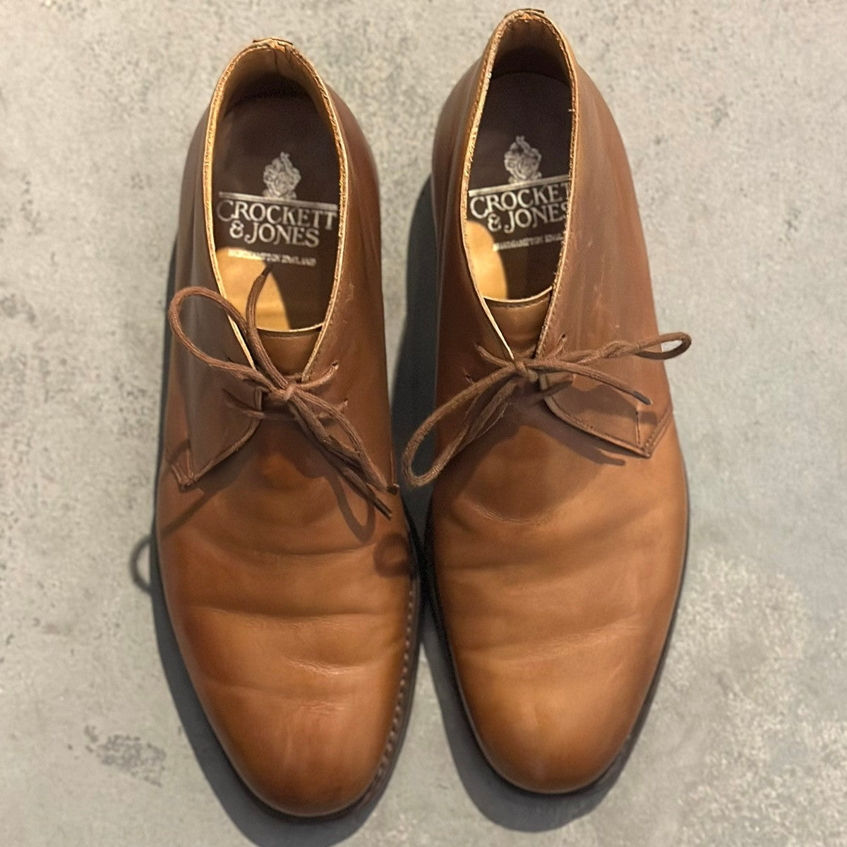 極美品【CROCKETT&JONES】クロケット&ジョーンズ チャートシー チャッカブーツ カーフ ブラウン サイズUK7E 224ラスト