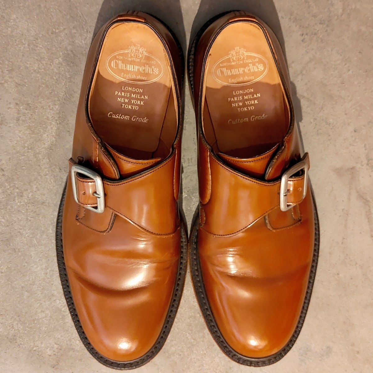 【Church´s】チャーチ ミードウェル 5都市 シングルモンク ポリッシュドバインダーカーフ サンダルウッドサイズUK80F 103ラスト