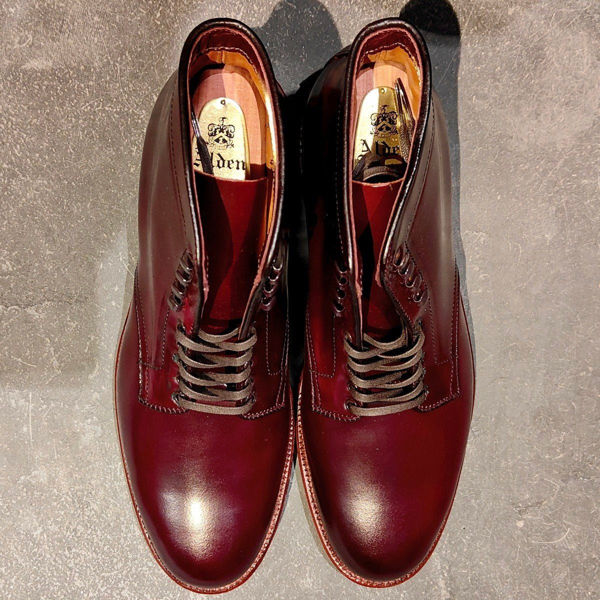 未使用【ALDEN】オールデン レザーソウル別注 45298H プレーントゥブーツ コードバン ダークバーガンディ サイズ US8.5D バリーラスト