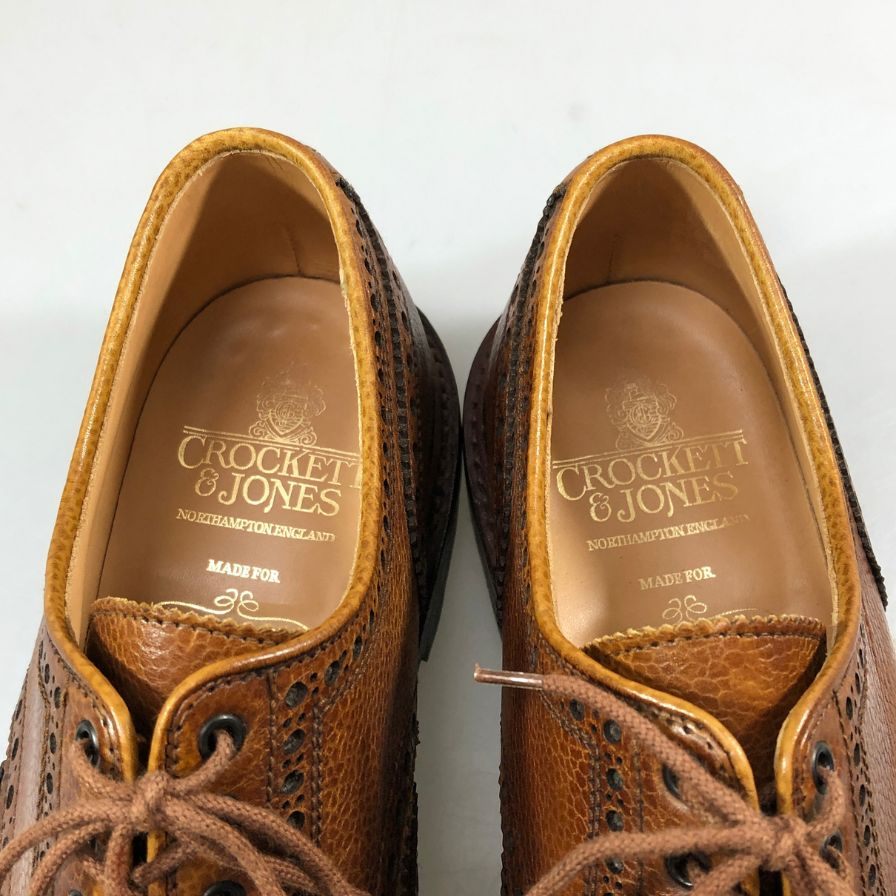 【CROCKETT&JONES】クロケットアンドジョーンズ BANGOR 別注 レザーシューズ ウィングチップ シボレザー ブラウン メンズ UK8E