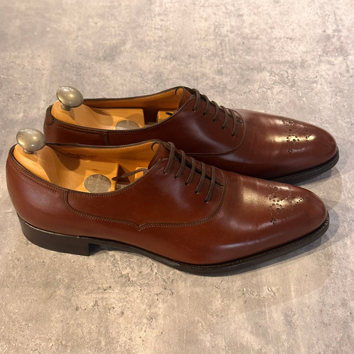 希少 美品【JOHN LOBB】ジョンロブ JOHN LOBB イヤーモデル 2007 メダリオン オックスフォード カーフ ブラウン サイズUK7.5E 1105ラスト