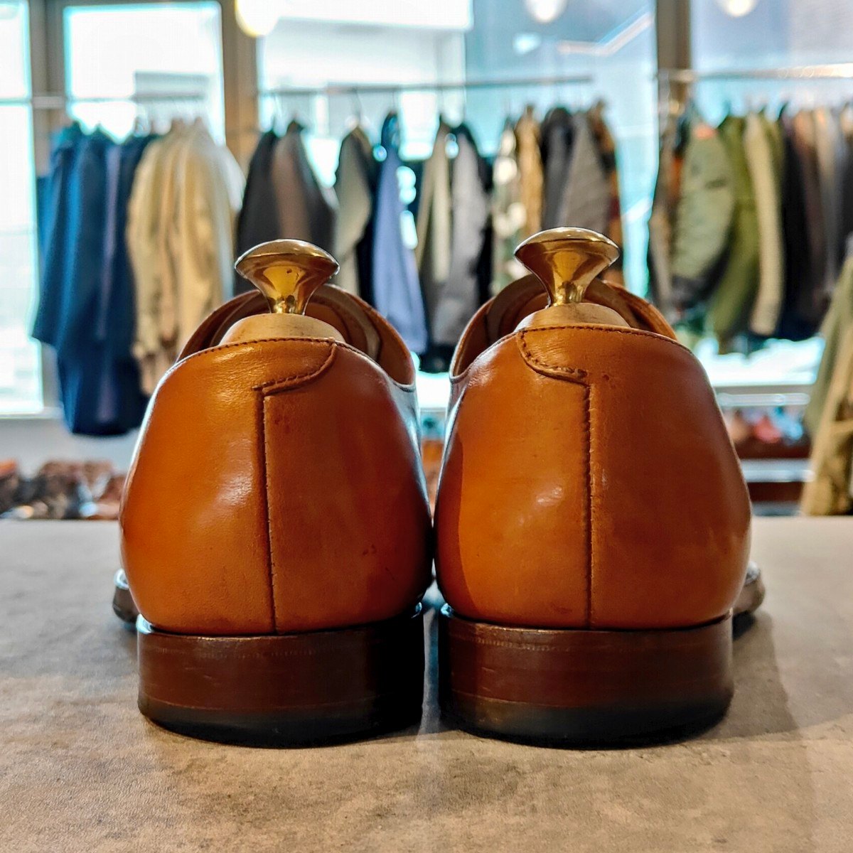 美品【CROCKETT&JONES】クロケット&ジョーンズ ドーセット2 SUBS ストレートチップ バーニッシュカーフ ブラウン サイズUK8.5E  377ラスト