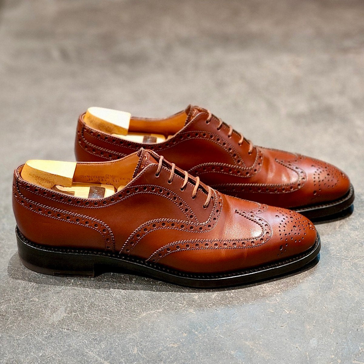希少 極美品【J.M.WESTON】ジェイエムウエストン ISETAN別注 376 フルブローグ カーフ タンブラウン サイズ UK6C 11ラスト