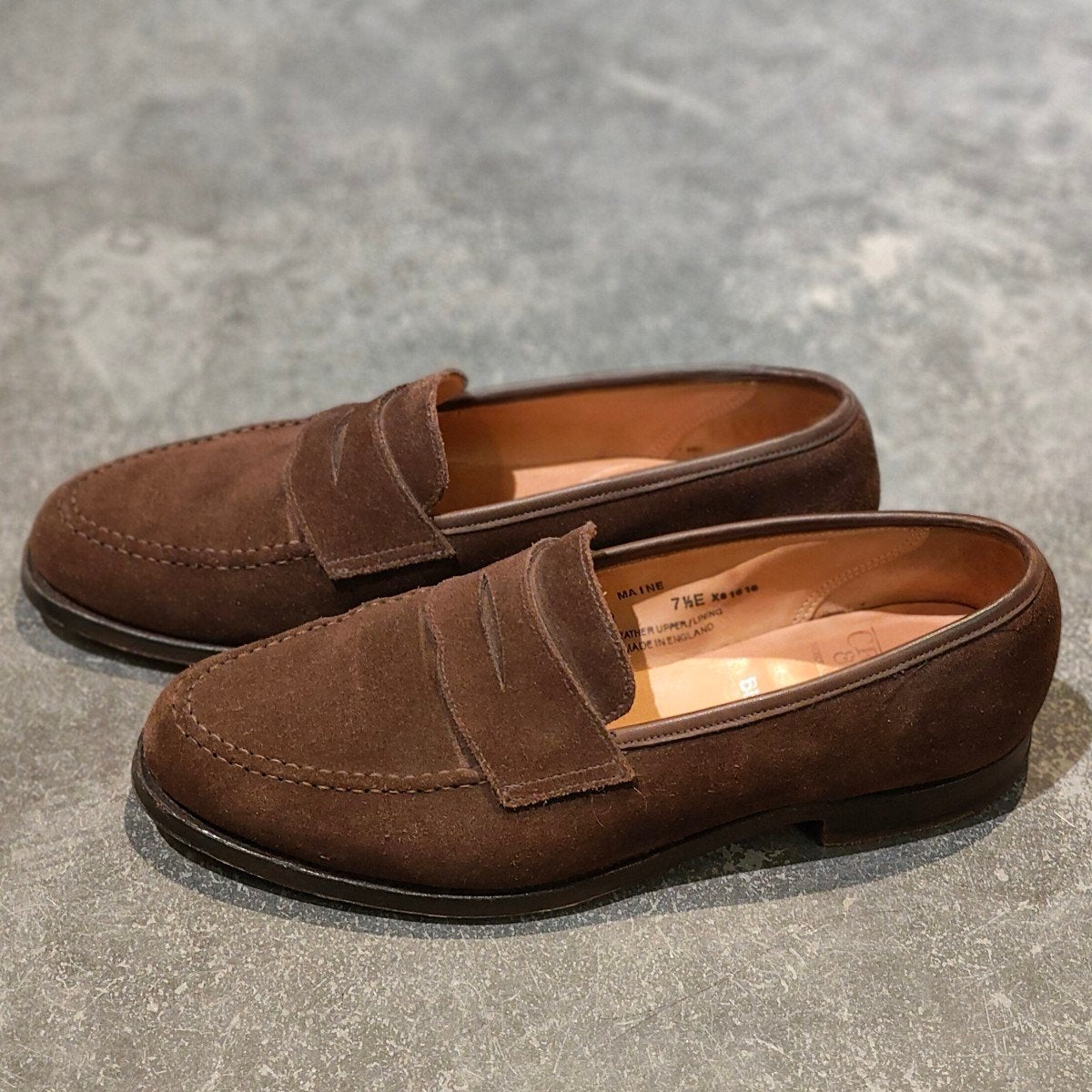 美品【Crockett&Jones】クロケット&ジョーンズ メイン ローファー スエード ブラウン サイズUK7.5E