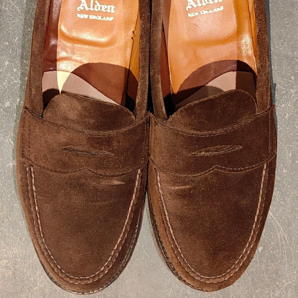 極美品 【ALDEN】オールデン 62457 ペニーローファー スエード アンラインド ブラウン サイズ US8D バンラスト