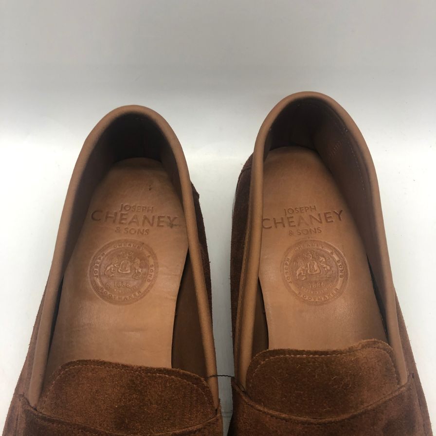 【JOSEPH CHEANEY】ジョセフチーニー  スエード コインローファー トビー メンズ サイズ7.5 ブラウン