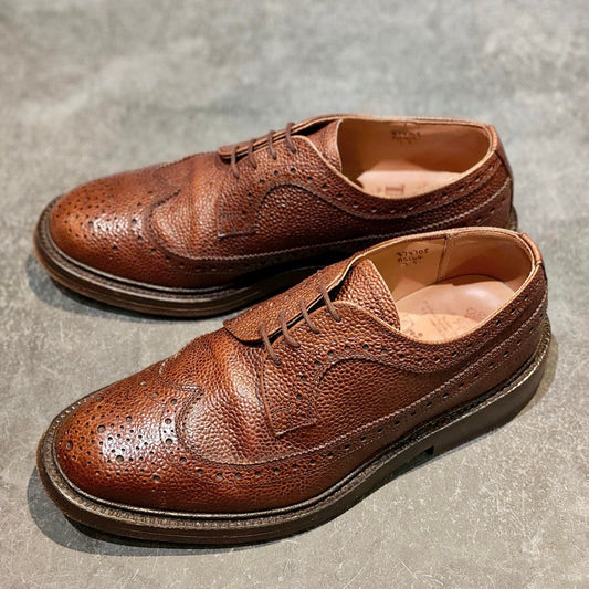 美品【Tricker’s】トリッカーズ M5164 ロングウイングチップ ブラウン サイズUK7