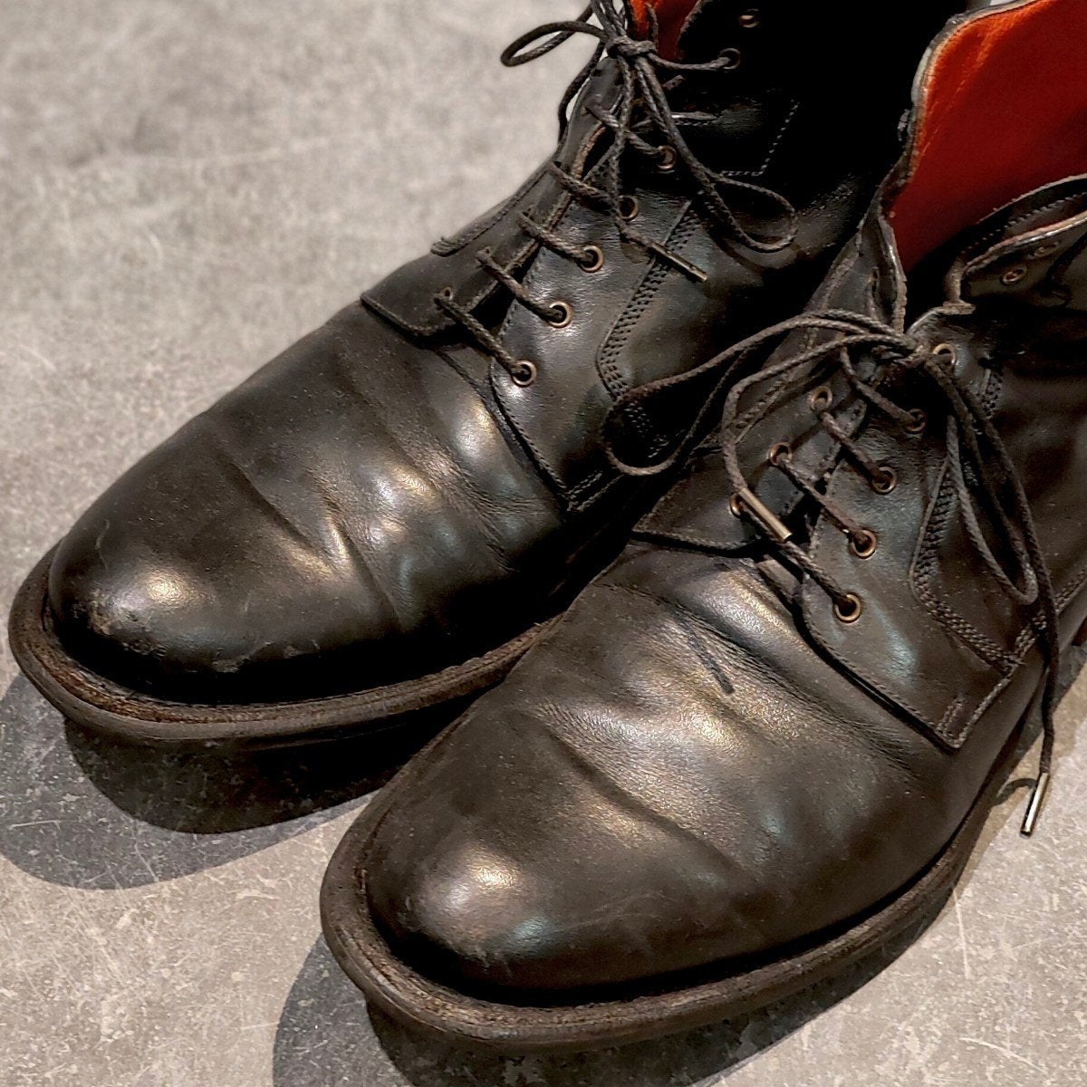 【PARABOOT】パラブーツ 9741 レースアップブーツ プレーントゥ カーフ ブラック サイズUK6