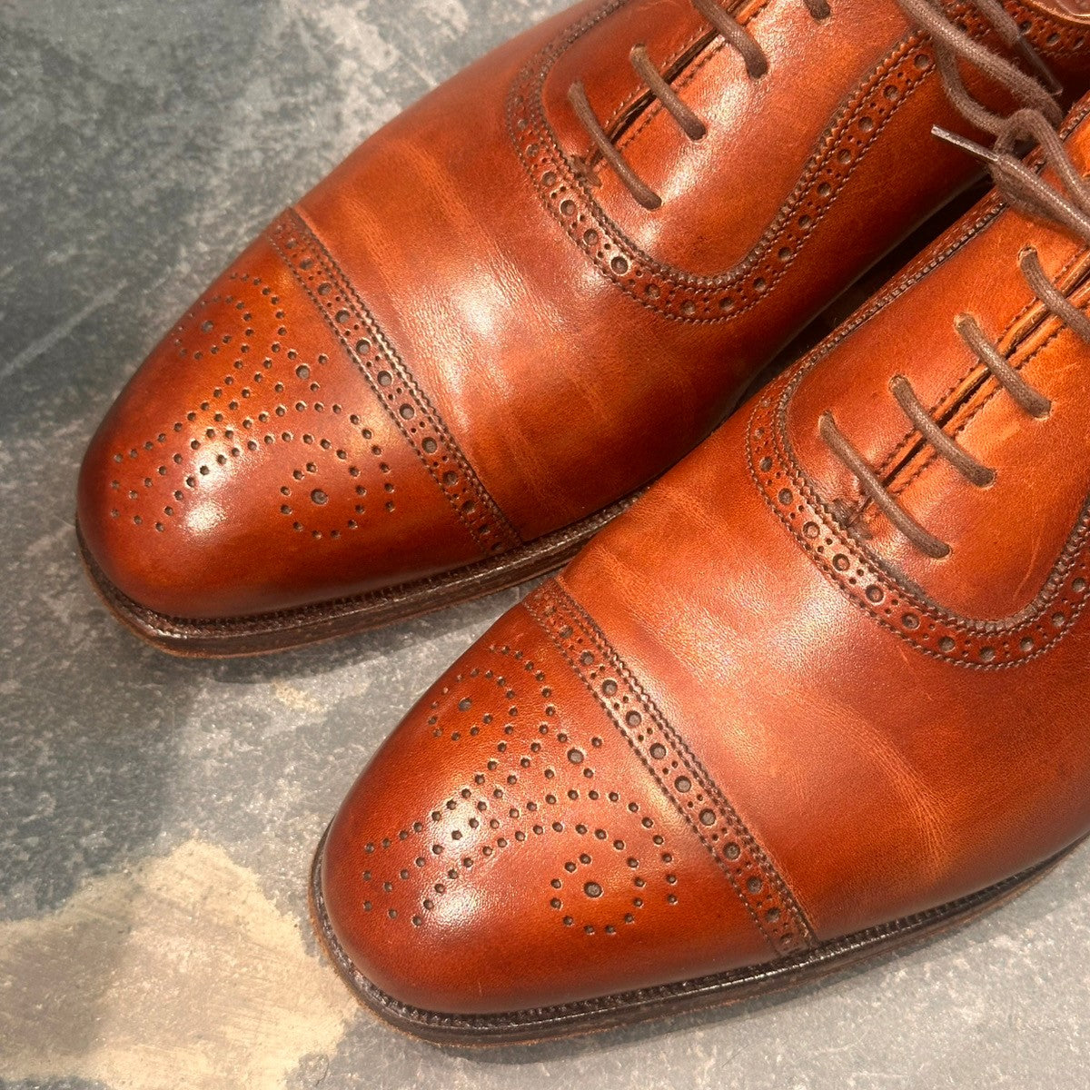 【Crockett&Jones】クロケット&ジョーンズ アルビオン セミブローグ カーフ ブラウン サイズUK7E 367ラスト