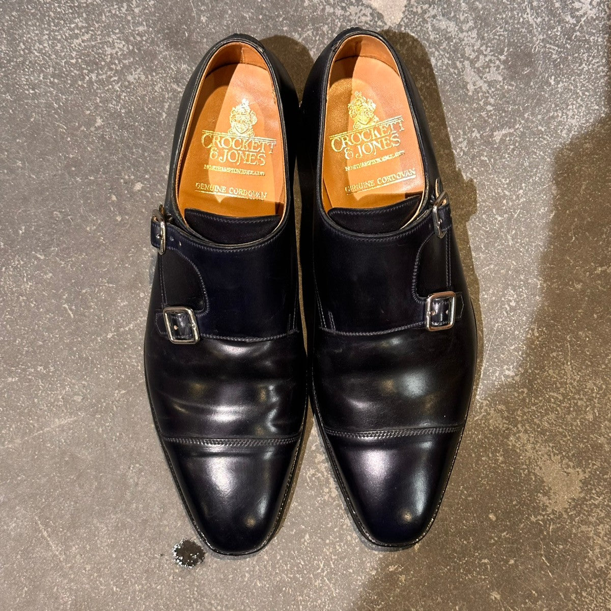 【CROCKETT&JONES】クロケット&ジョーンズ LOWNDES ダブルモンク コードバン ネイビー サイズUK7E 348ラスト