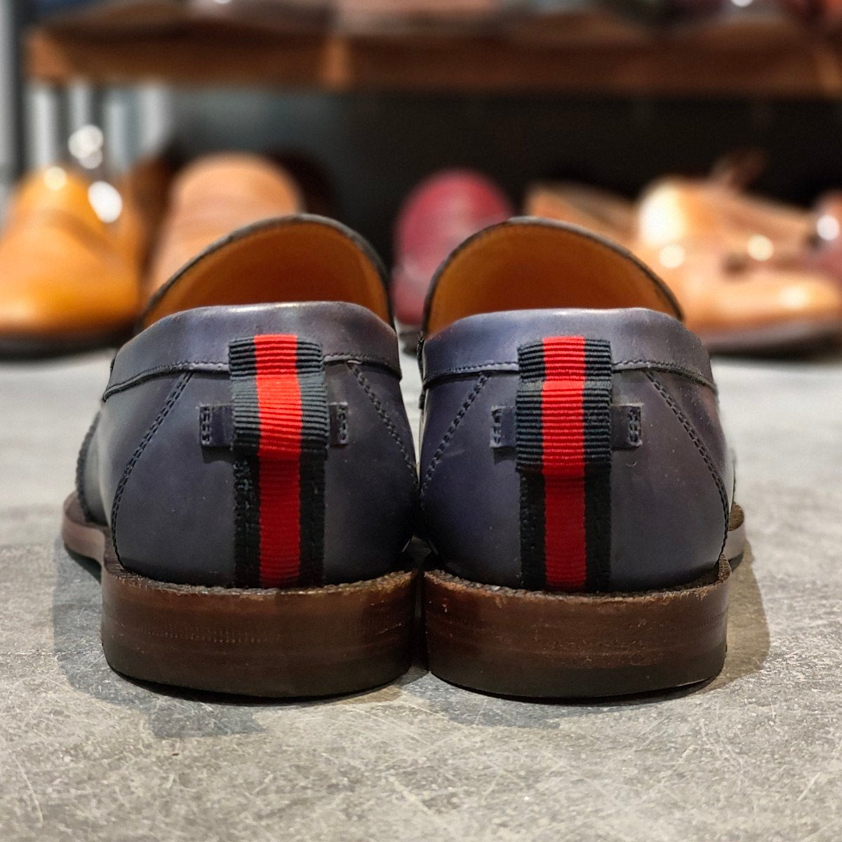 GUCCI】グッチ 407444 コインローファー カーフ ネイビー サイズUK5.5