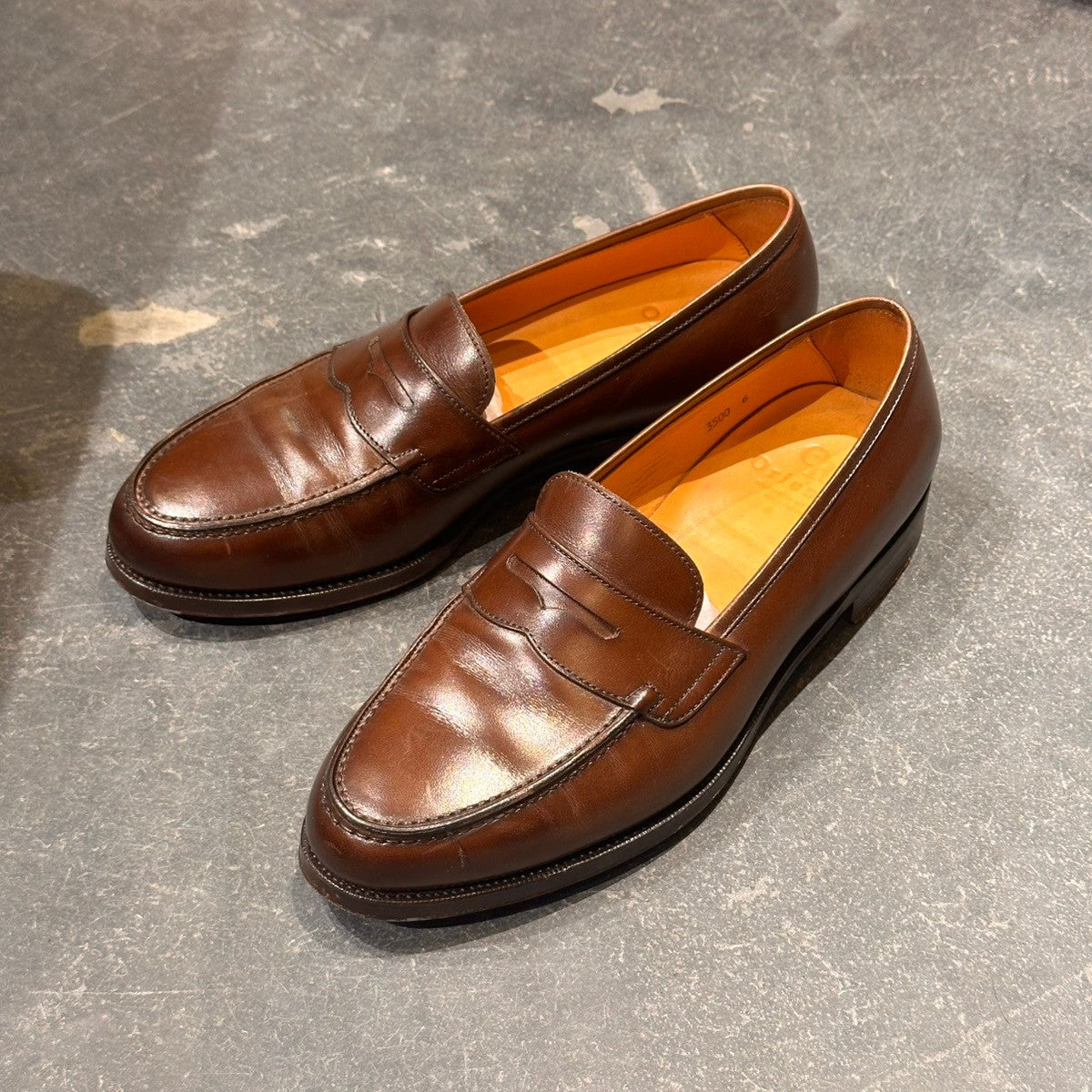 美品【ORIENTAL】オリエンタル アルバース 3500 ローファー バーニッシュカーフ ブラウン サイズUS6