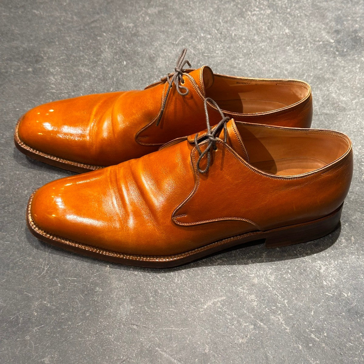 【BONORA】ボノーラ プレーントゥ 2アイレット 旧ボノーラ製 カーフ ブラウン サイズUK8E