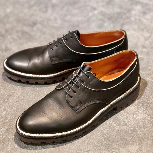 使用数回【BONTEMPS】ボンタン プレーントゥ オイルドカーフレザーブラック サイズ42 参考定価定価￥64,900-