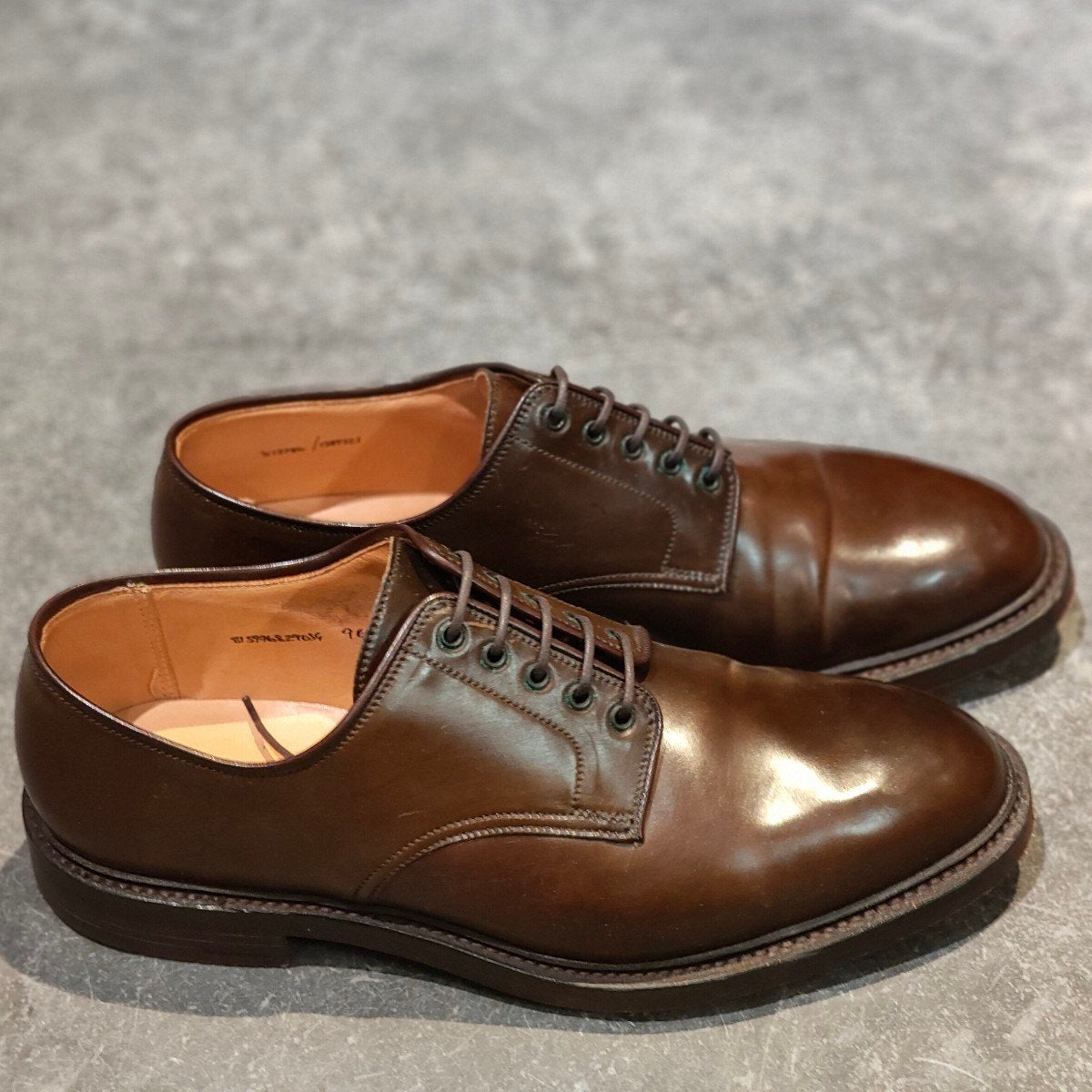 希少 美品【Ralph Lauren】ラルフローレン クロケット&ジョーンズ製  プレーントゥ コードバン  ダークブラウン サイズUK9E