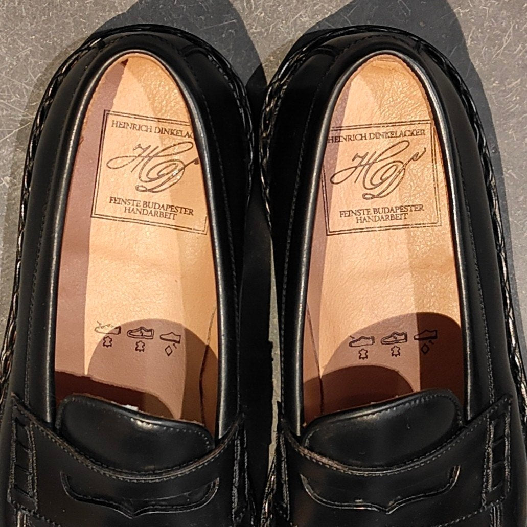 希少 新品未使用【HEINRICH DINKELACKER】ハインリッヒディンケラッカー ウィーン ローファー ツォップナート コードバン ブラック サイズ UK7
