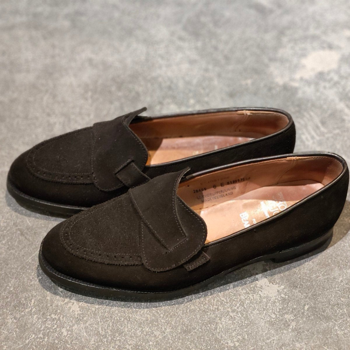 【CROCKETT&JONES】クロケット＆ジョーンズ ビームスF別注 ブリムストーン ローファー バタフライ スエード ブラック サイズUK6E 302ラスト