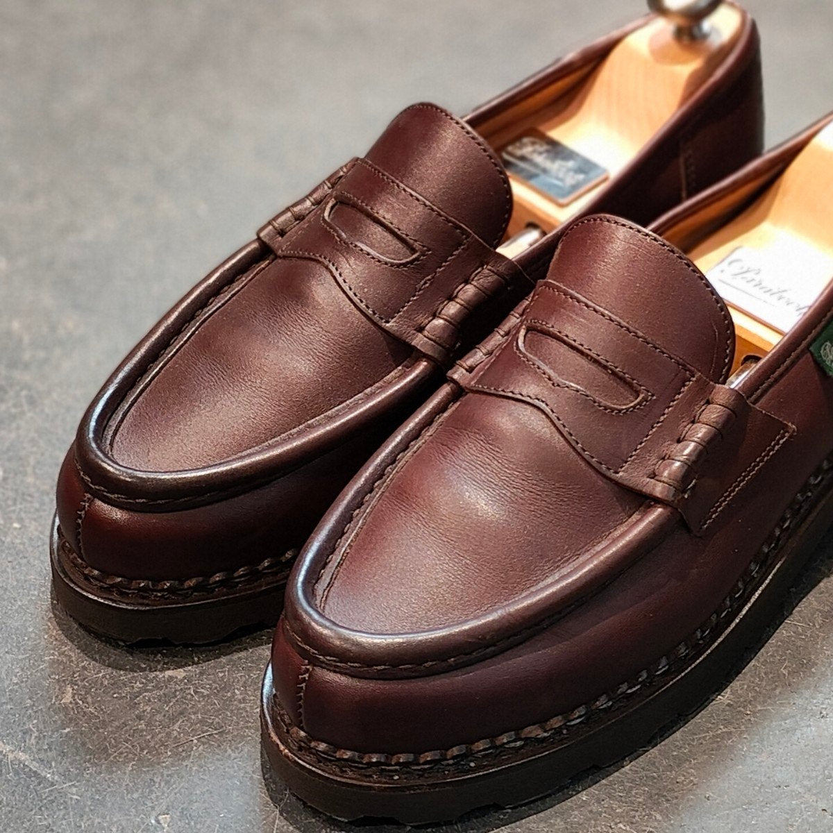 使用数回【Paraboot】パラブーツ ランス コインローファー リスレザー カフェ サイズUK7.5 定価￥94,600-