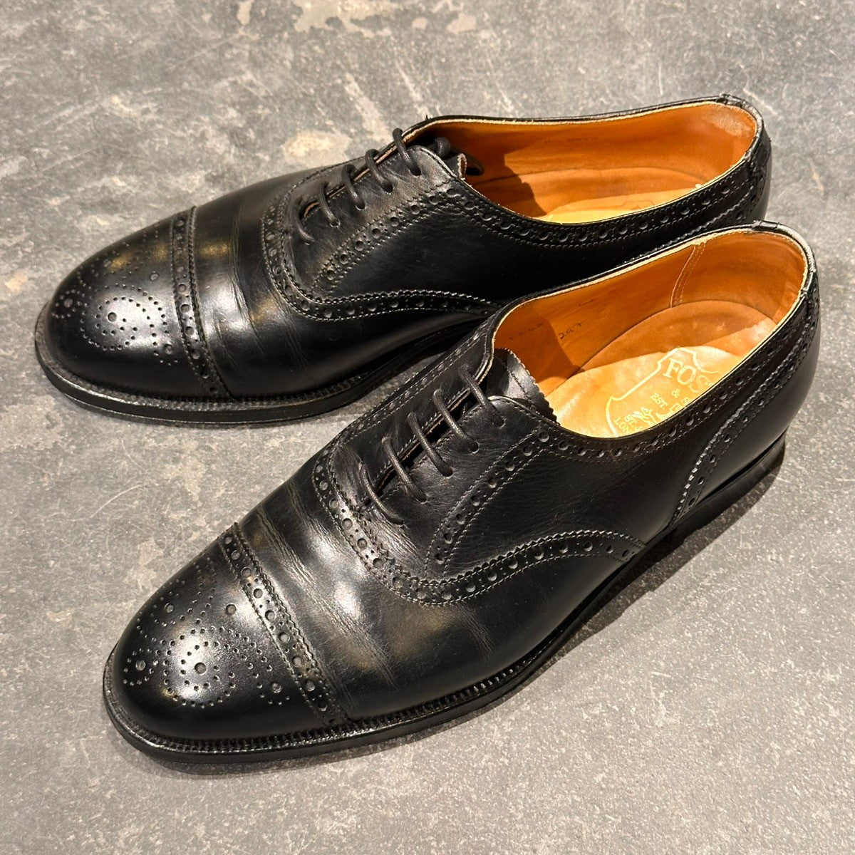【FOSTER&SON】フォスター&サン 297 セミブローグ カーフ ブラック サイズUK6.5E