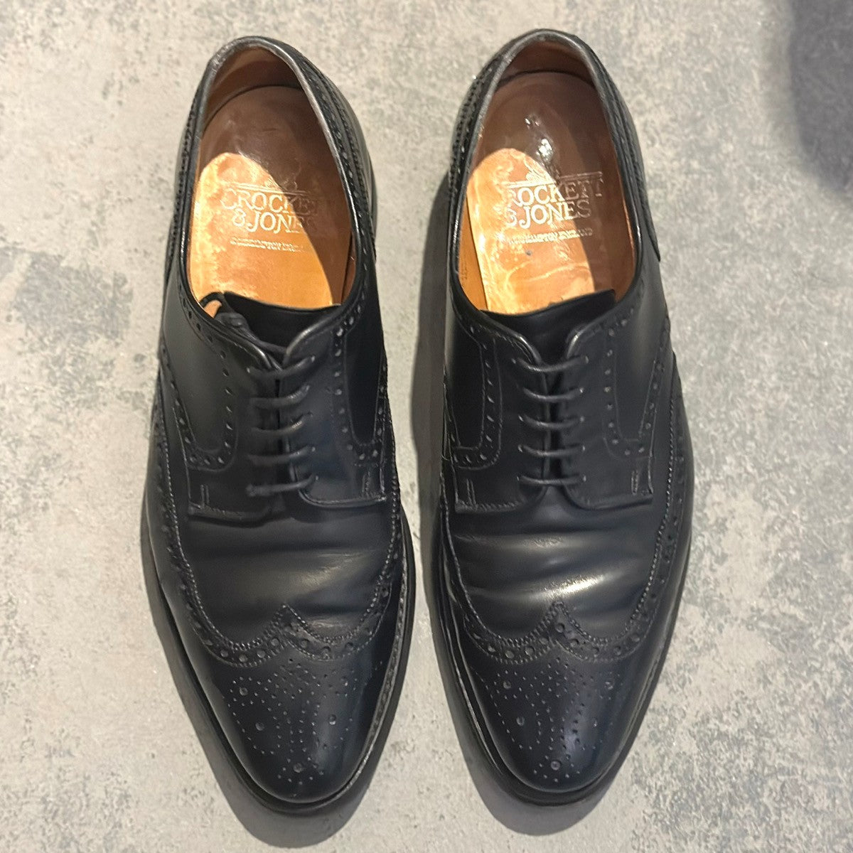【CROCKETT&JONES】クロケット&ジョーンズ ウイングチップ スワンシー カーフ ブラック サイズ 6E 341ラスト